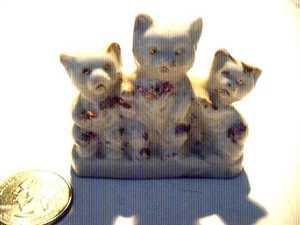 antique 3 kitty's miniature figurine handpainted VERY Cute! - Picture 1 of 4