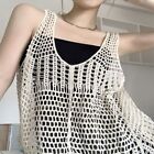 Stripe Jacquard Knitted Vest Solid Color Loose Vest Crochet Camisole  Daily