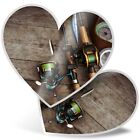 2 x Heart Stickers 7.5 cm - Fishing Rod and Tackle Gear  #3937