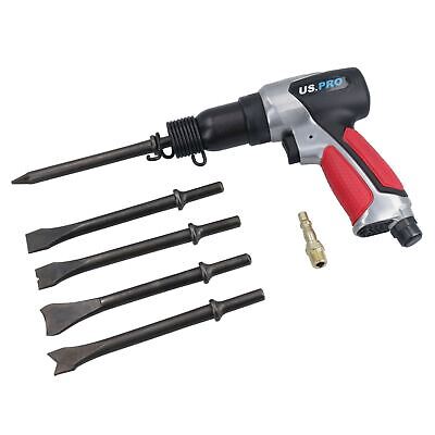 190mm Air Hammer Chisel Plus 5 Chisels For Cutting Chipping With Rubber Grip • 30.94£