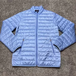Brooks Brothers Puffer Jacket Women Large Light Blue Thermore Lightweight Fleece - Picture 1 of 9
