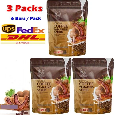 3 X Pontina Coffee Tamarind Scrub Soap Brightening Skin 1 Pack Contains 6 Bars - Image 1 of 4