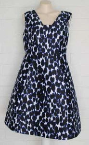 Kate Spade New York blau schwarz Leopardenmuster 12 Fit & Flare Seitentaschen Kleid - Bild 1 von 8