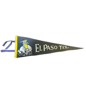El Paso Texas Cowboy Rodeo Western fieltro banderín DE COLECCIÓN AÑOS 50 - Imagen 1 de 2