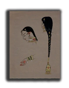 Pintura en miniatura hecha a mano cara de mujer Hari Beauty 5,75 x 4,5 pulgadas "4753" - Imagen 1 de 3