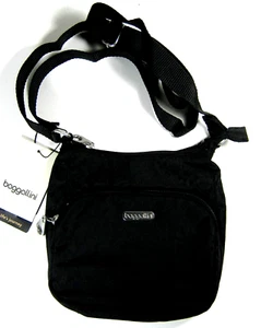 Borsa a tracolla Baggallini Joey arricciata nylon nero ghepardo cerniera tasca anteriore superiore - Foto 1 di 7