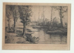 ALPHONSE LEGROS CANAL EFFET DU MATIN Original Signed Etching Drypoint C1877 - Picture 1 of 6
