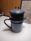 Vintage Blue Speckled Enamel 4 Cup Percolator Coffee Pot