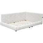 Upholstered Full Size Platform Bed With Usb Ports Led Belt Corner Daybed Frame