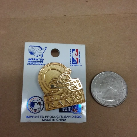 90s Vintage St. Louis Rams Pin Gold Football Helmet NEW................NFL5 Cover
