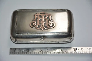 Tabatiere antiguo con fósforo - compartimento caja de tabaco estuche plata T Rex silver box - Imagen 1 de 12