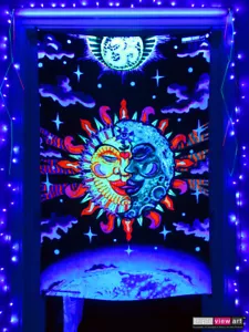 UV BACKDROP Black Light Fluorescent Glow Psychedelic Art Banner Tapestry Deco - Picture 1 of 8