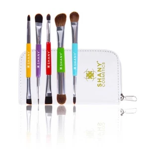 SHANY THE DOUBLE TROUBLE - 5 PC Double Sided Essential Brush Set W/Travel Pouch - Picture 1 of 9