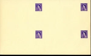 LOT 88710 UX85 UNCUT BLOCK 4 UNUSED POSTAL STATIONERY CARD QUEEN ELIZABETH 11 - Picture 1 of 2