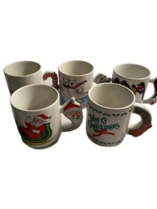 Juego de 5 tazas de Navidad The Love Mug (1987)- Santa- Tren-Osos polares-Navidad - Imagen 1 de 6