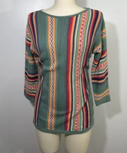 Chaps Sweater Native Knit Southwestern Cotton Linen Small - Picture 1 of 9