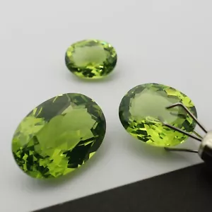 Intense Green Nano Peridot Artificial Loose Gems Oval Faceted Peridot - Picture 1 of 10