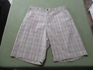 Adidas Shorts Herren Golf 30 beige kariert lässig flach vorne Strand Preppy - Bild 1 von 9