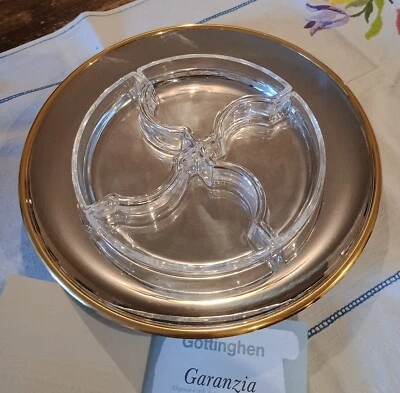 Antipastiera con vassoio bordo oro 24Kt									 - Immagine 1 di 4