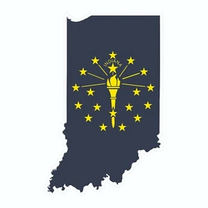 Indiana State Map Outline with Flag Sticker, Decal, Vacation Sticker - Picture 1 of 2