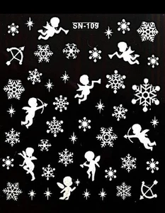 Accessoire ongles, nail art noël : flocons de neige et angelots blancs - Bild 1 von 1