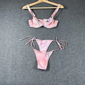 Victoria's Secret Mini String Bikini Womens 32C Pink Underwire Bra - Picture 1 of 10