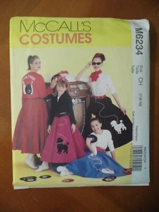 McCalls M6234 50's Poodle Skirt Top Jacket Applique Patterns Scarf CH (7-8-10) - Picture 1 of 3