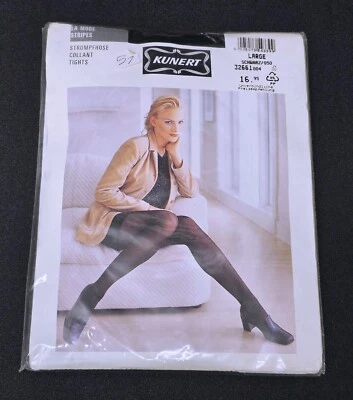Medias Raras Kunert La Mode Rayas Elegancia Calidad Talla Grande Negras Transparentes Foto 1 de 3