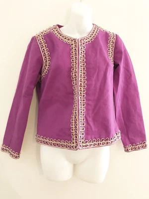 Chaqueta Victor Costa Púrpura Con Cuentas Adornada Carrera Mujer Talla XS Foto 1 de 4