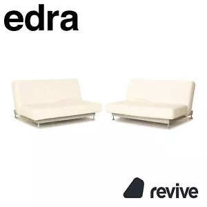 Edra Damier Leather Sofa Set Cream 2x Two Seater Manual Function - Picture 1 of 12