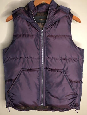 COACH 女式紫色连帽连帽衫 2 口袋鸭绒棉背心 XS 码外套 — 第 1/4 张图片