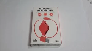 Brand New GEM Retractable Micro USB Cable (Red Orange) - Picture 1 of 2