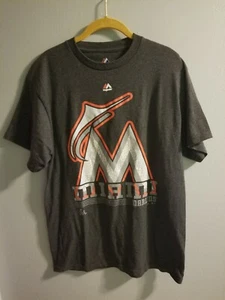 Mens Size L Miami Marlins Baseball Authentic Collection T-Shirt Majestic - Picture 1 of 4