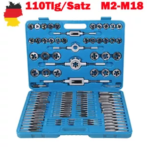 110Tlg. M2-M18 Gewindeschneider Satz Fein Gewinde Schneider Bohrer Werkzeug Set - Bild 1 von 12