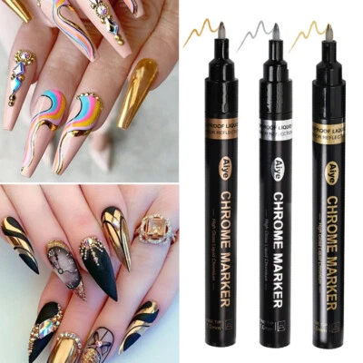 Nagellack-Stift Chrom-Silber-Polnisch Metallic-Lack Gel-Pinselstift Maniküre / - Bild 1 von 4