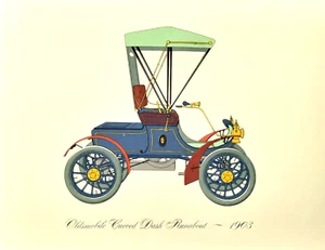 Oldsmobile Curved Dash Runabout 1903 Lithograph Clarence P. Hornung Antique Car - Picture 1 of 1