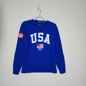 Auténtica Camiseta Polo Ralph Lauren Equipo EE. UU. De Colección Bandera Azul Olímpica MD - Imagen 1 de 12