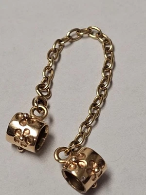 CADENA DE SEGURIDAD PANDORA ORO AMARILLO 14K FLOR MARGARITA ENCANTO RETIRADO Foto 1 de 4