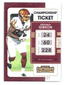 2021 Panini Contenders #99 Antonio Gibson Championship Ticket Refractor 74/99 - - Bild 1 von 2