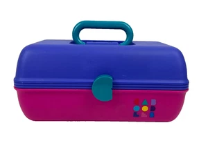 VTG 80's Caboodles Purple Pink Teal Makeup Storage Travel Case 12" EUC - Picture 1 of 14
