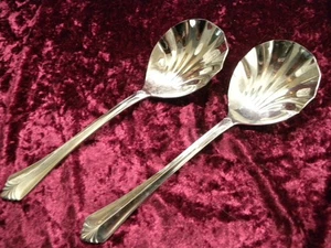 BAYPORT 2 große Kasserolle Servierlöffel Farberware Edelstahl Korea GLÄNZEND - Bild 1 von 3