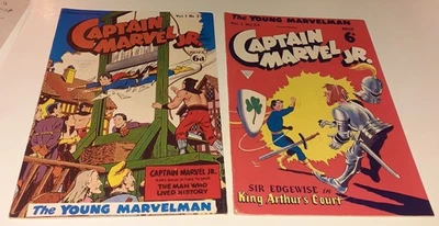 2x CAPTAIN MARVEL JR no.23 + 24 lot UK 1954 1st YOUNG MARVELMAN Miracleman intro - Image 1 of 4