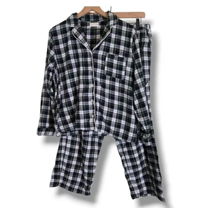 Maurices Schlafanzug Damen XL blau kariert 2 teilig Taschen 100% Baumwolle langarm - Bild 1 von 12
