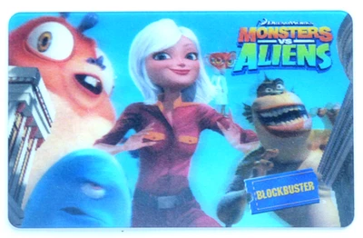 Blockbuster Gift Card - MONSTERS VS ALIENS - 2009 - Lenticular - No Value - Image 1 of 2