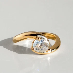 IGI Lab Grown 1,00 Ct Birnenschliff Diamant Ring Hochzeit 18 K Gelbgold 5 6 - Picture 1 of 13