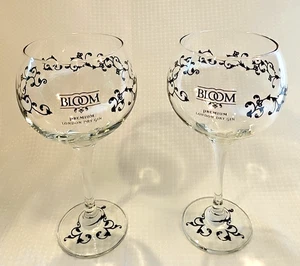 Lot of 2 Rare Black Design Bloom Gin Lge Balloon Gin Tonic Cocktail Copa Glasses - Picture 1 of 5