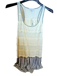 NEW**MYSTREE Sz M combo textured TOP gray cream!! - Picture 1 of 5