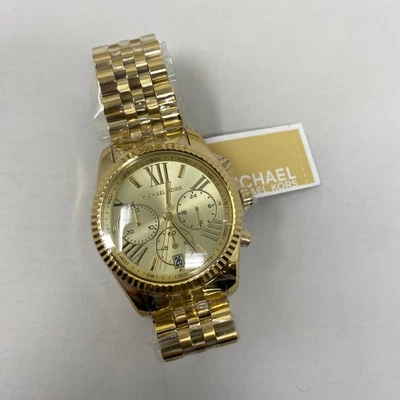 Reloj Michael Kors Lexington para mujer cronógrafo esfera dorada correa de acero MK5556 Foto 1 de 4