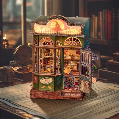 Magic Shop Book Nook quebra-cabeça de madeira casa de bonecas faça você mesmo brinquedo de construção em miniatura para presente - Imagem 1 de 4