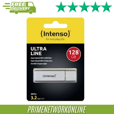 Intenso Ultra Line 128GB USB 3.2 Gen 1x1 Flash Drive - Silver 100% ORIGINAL ⭐⭐⭐⭐ - Image 1 of 3
